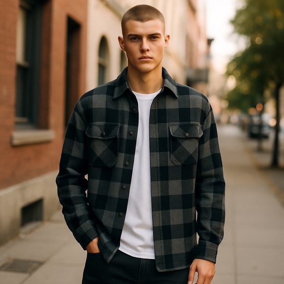 Men's Large Wrangler Premium Quality Plaid Long Sleeve Fleece Flannel Shirt - Picture 1 of 5